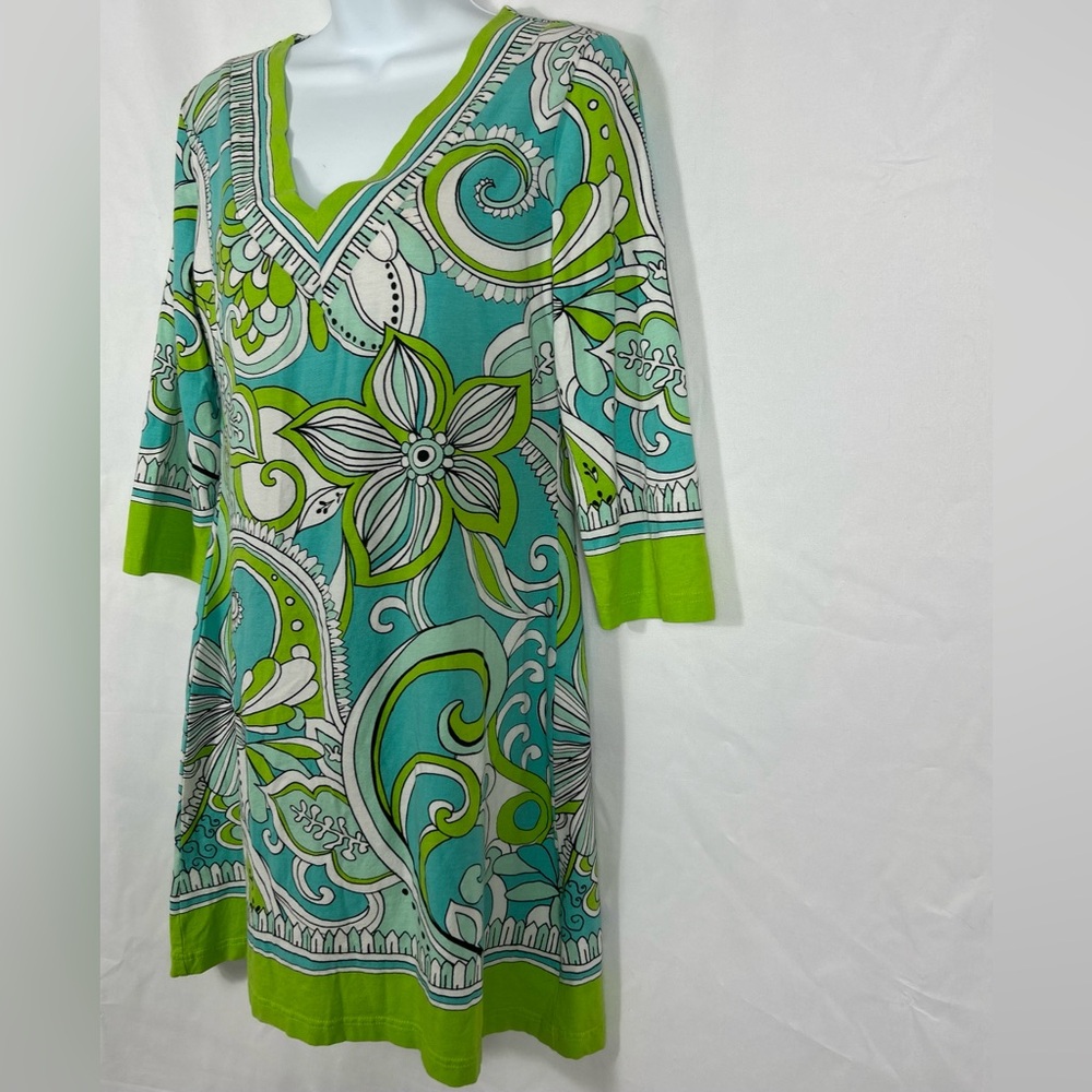 Barbara Gerwit Cotton Floral V-Neck long sleeve dress S - Picture 6 of 9
